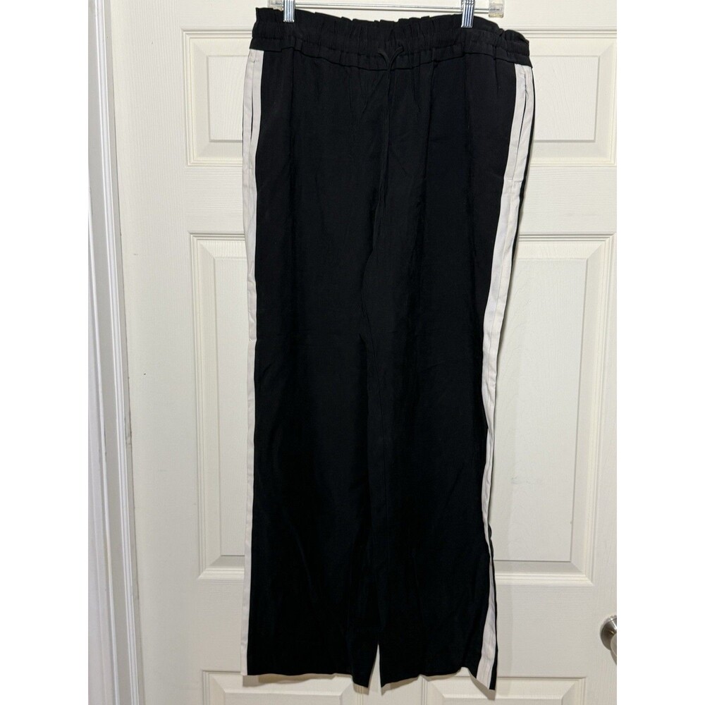 Simply Vera Vera Wang Black Wide Leg Pants with White Stripe  Large